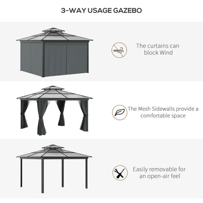 10 ft x 10 ft Aluminum Gazebo with Adjustable Height, Black