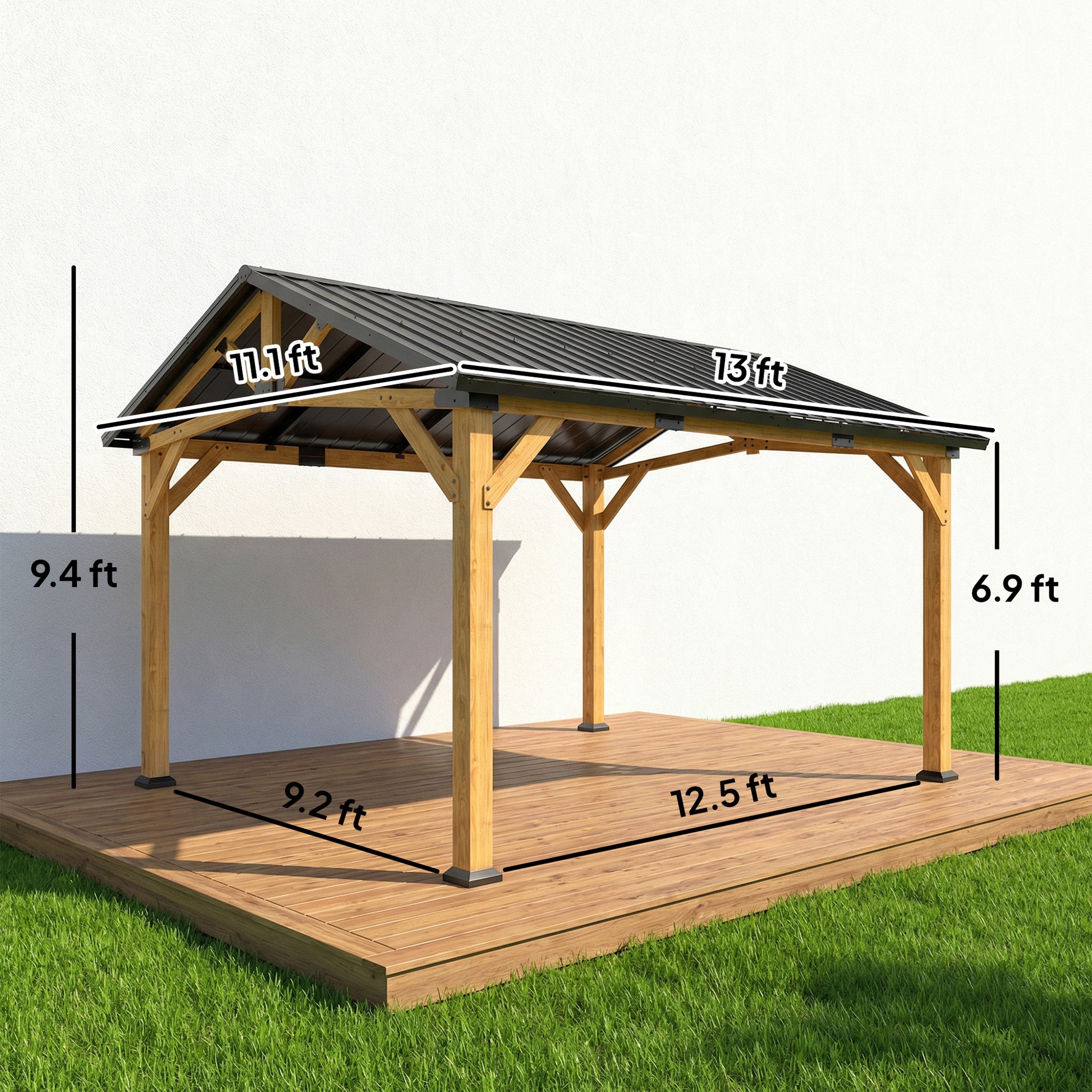 13 ft x 11 ft Metal Gazebo, Black