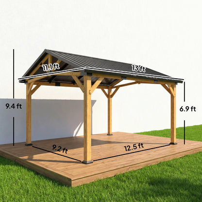 13 ft x 11 ft Metal Gazebo, Black