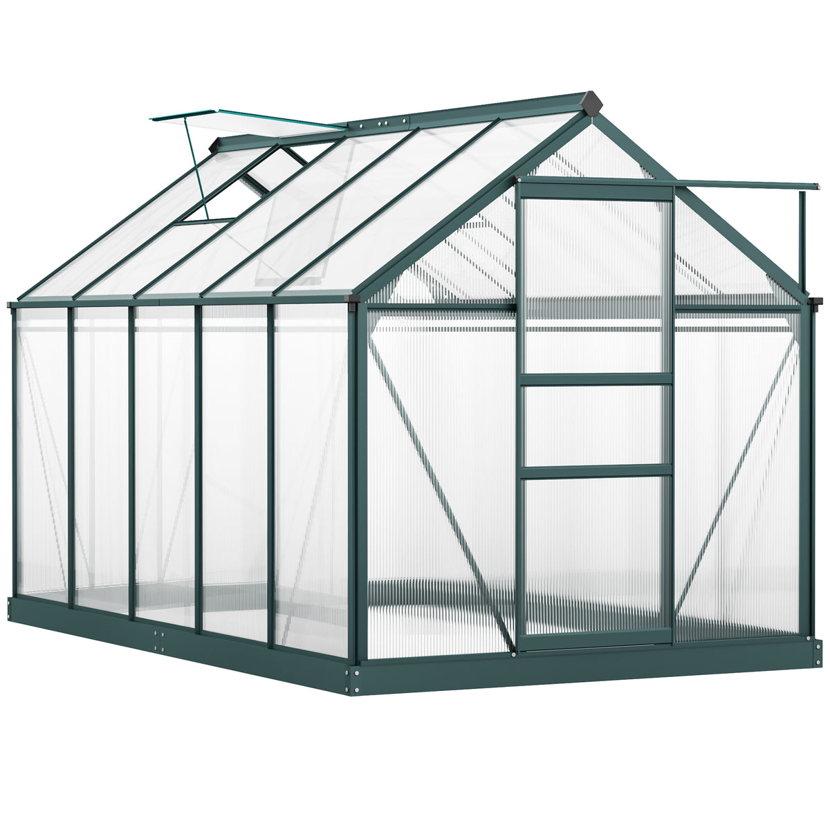 6 ft x 10 ft Polycarbonate Greenhouse with Roof Vent, Dark Green
