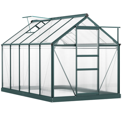 6 ft x 10 ft Polycarbonate Greenhouse with Roof Vent, Dark Green