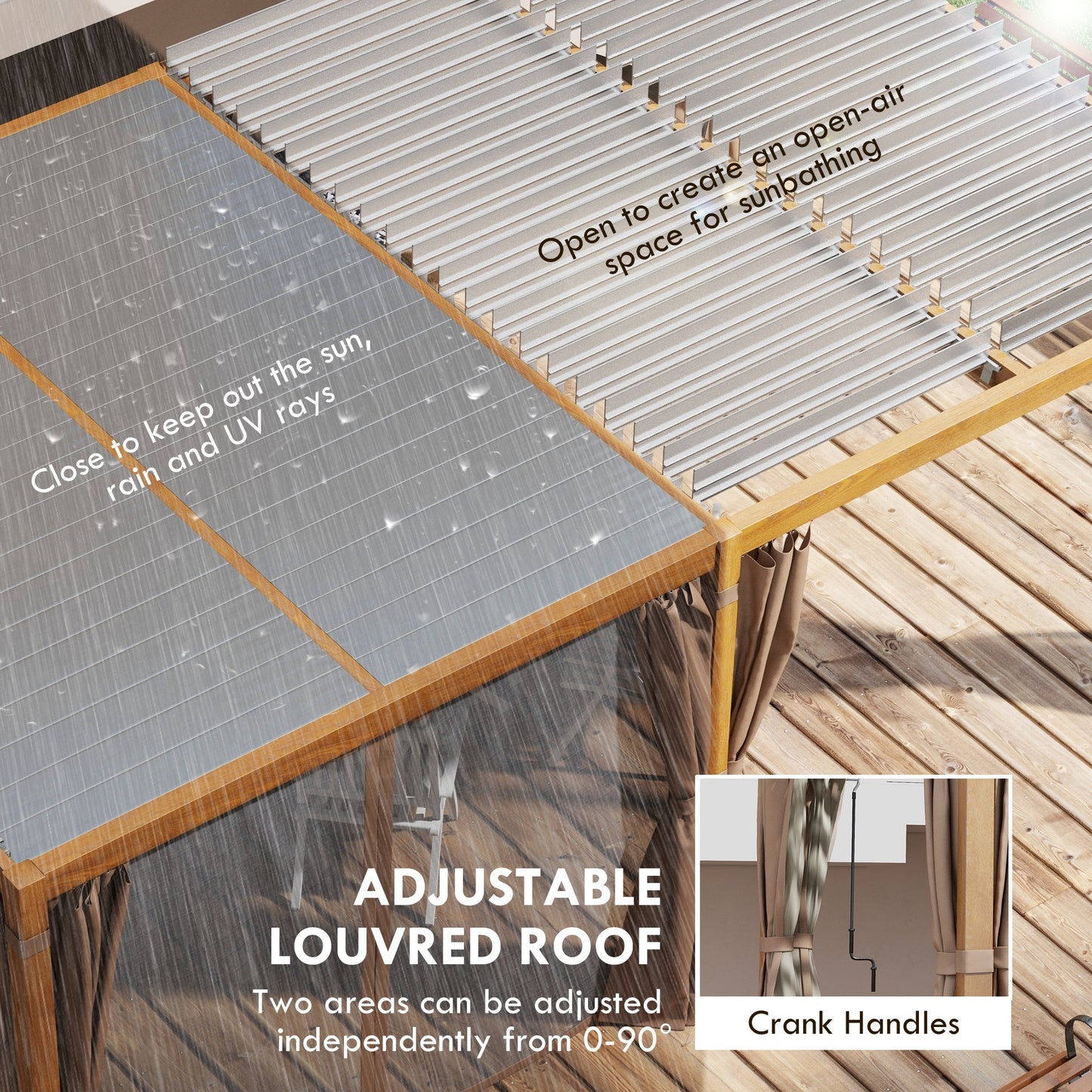 12 ft x 19 ft Aluminum Hardtop Gazebo with Adjustable Height, Natural
