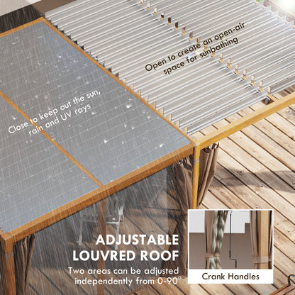12 ft x 19 ft Aluminum Hardtop Gazebo with Adjustable Height, Natural
