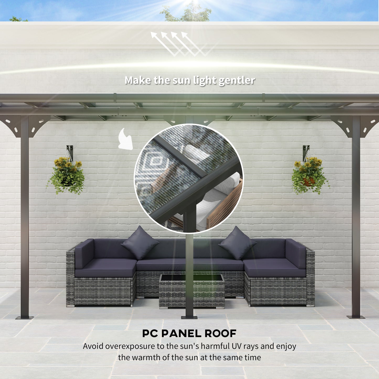 14.5 ft x 10 ft Aluminum Pergola, Gray