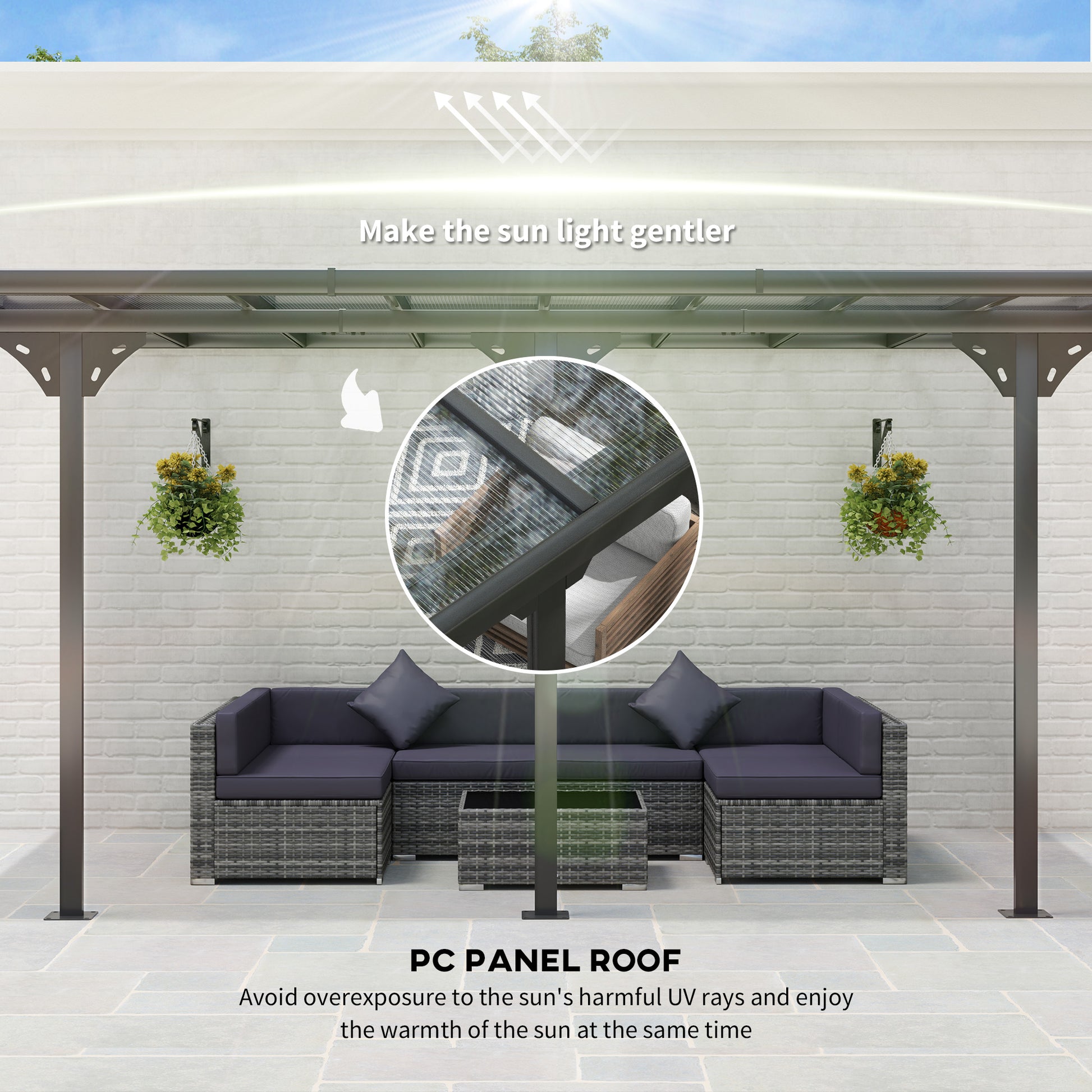 14.5 ft x 10 ft Aluminum Pergola, Gray