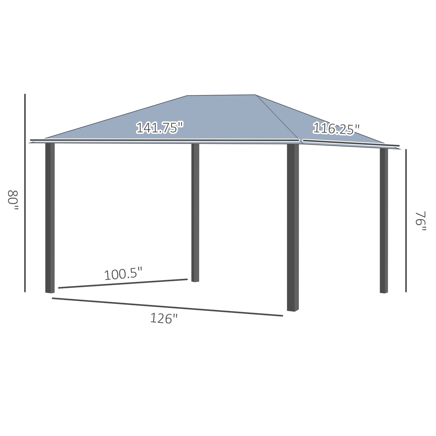 10 ft x 12 ft Metal Gazebo with Adjustable Height, Brown