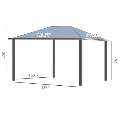 10 ft x 12 ft Metal Gazebo with Adjustable Height, Brown