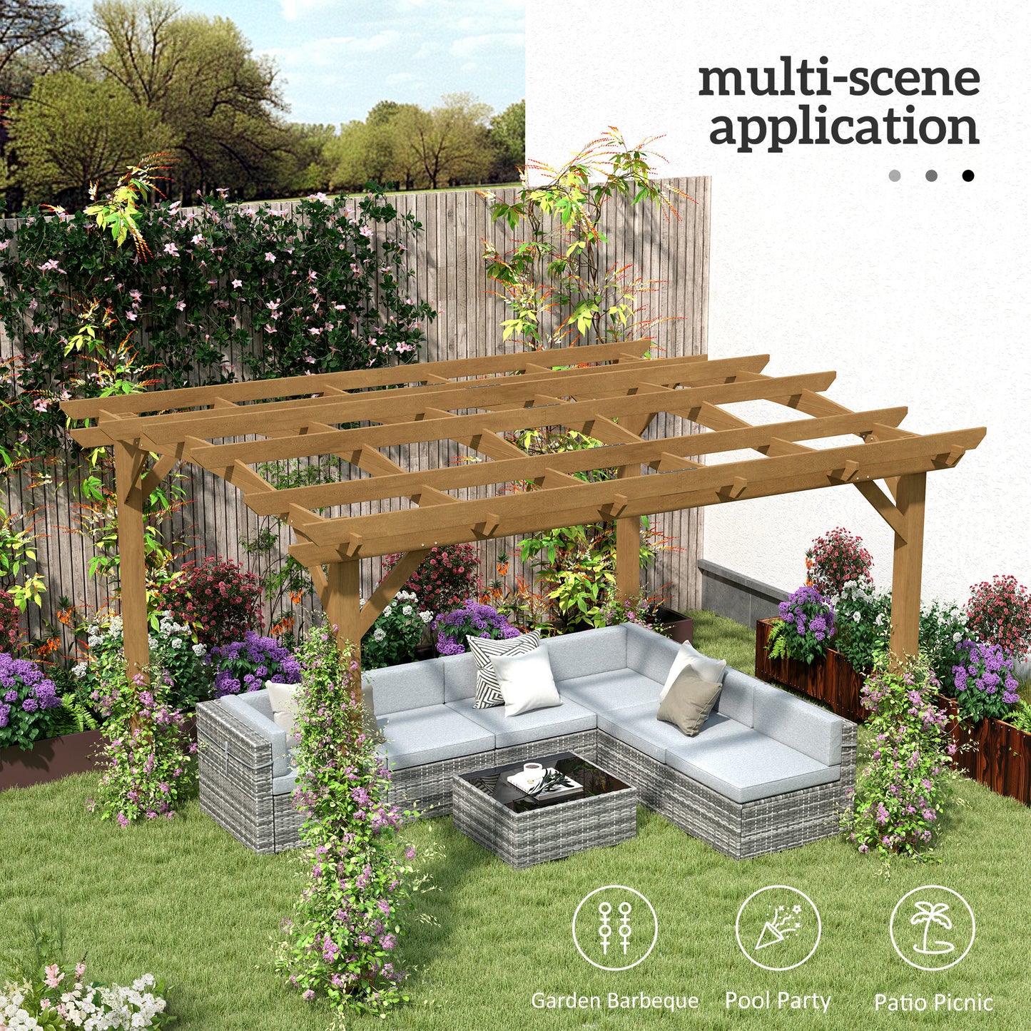 10 ft x 12 ft Wood Gazebo, Dark Brown