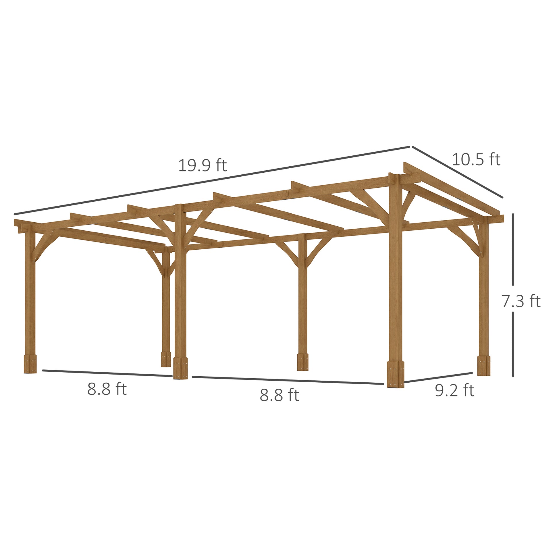 20 ft x 10 ft Wood Gazebo, Dark Brown