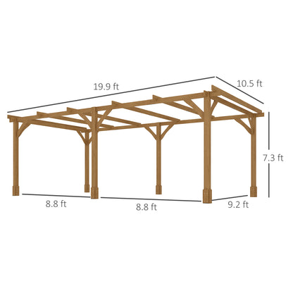 20 ft x 10 ft Wood Gazebo, Dark Brown