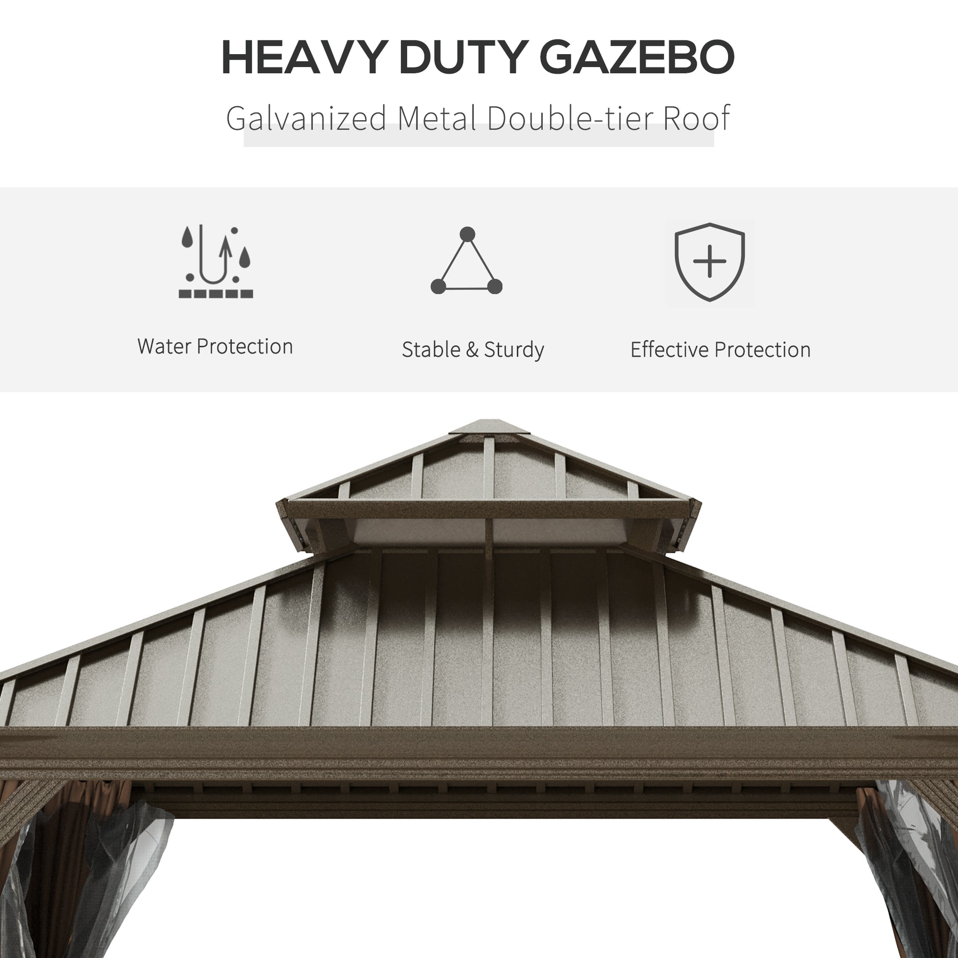 12 ft x 12 ft Aluminum Gazebo, Brown