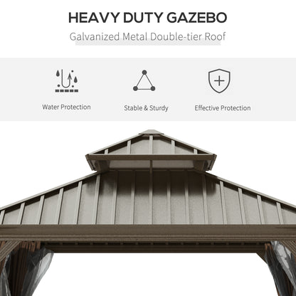 12 ft x 12 ft Aluminum Gazebo, Brown