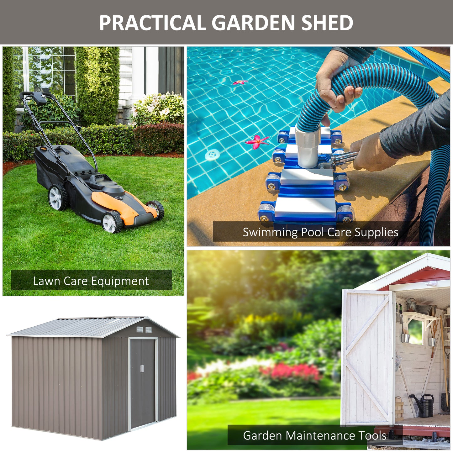 9 ft x 6 ft Metal Storage Shed with Vents, White