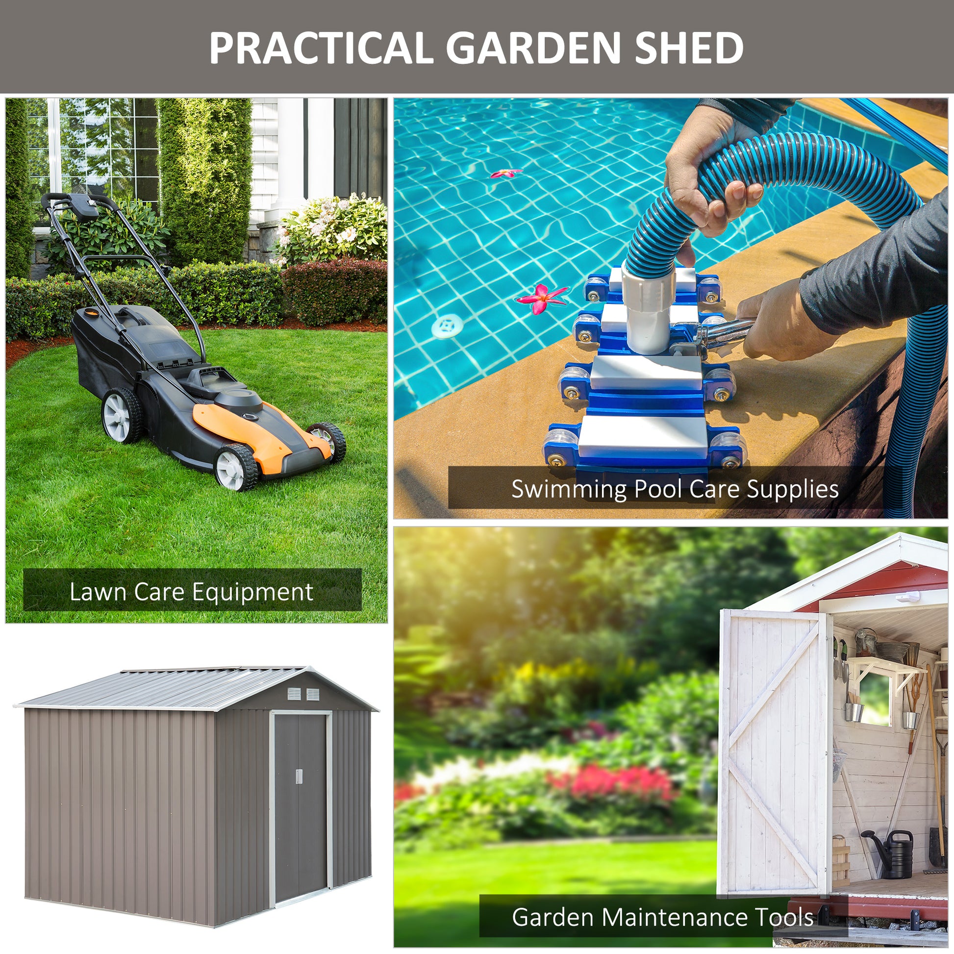 9 ft x 6 ft Metal Storage Shed with Vents, White