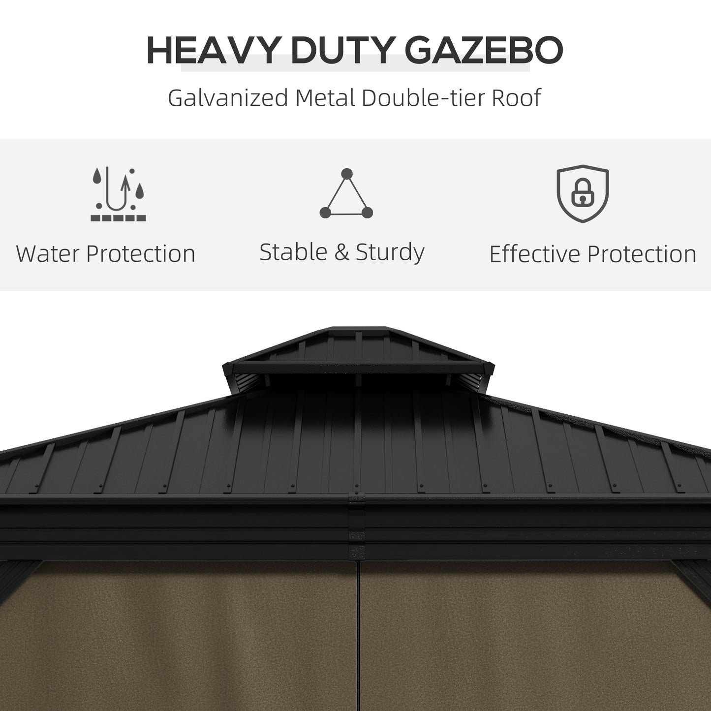 10 ft x 10 ft Aluminum Gazebo, Dark Brown