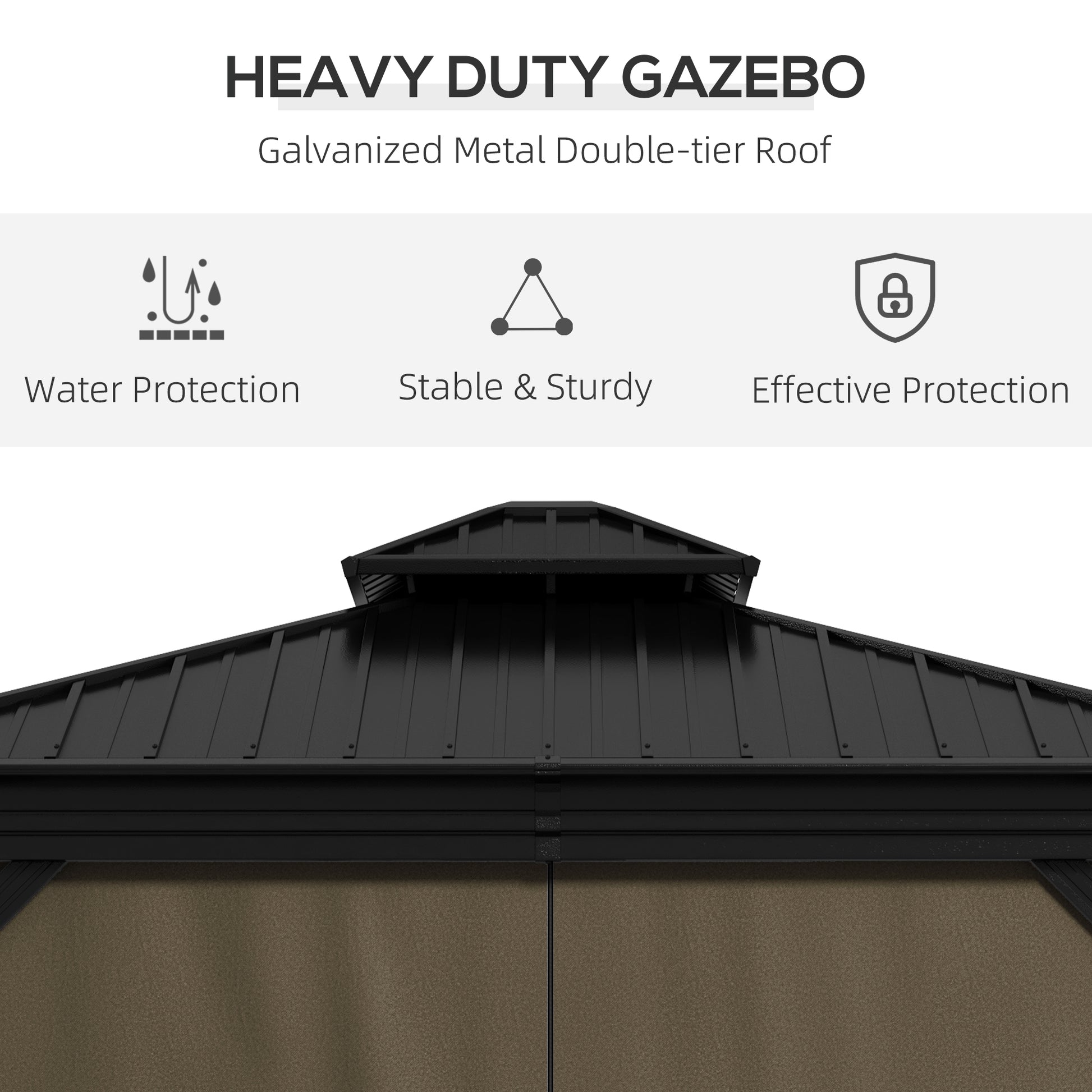 10 ft x 10 ft Aluminum Gazebo, Dark Brown