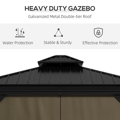 10 ft x 10 ft Aluminum Gazebo, Dark Brown