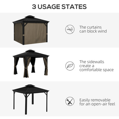 10 ft x 10 ft Aluminum Gazebo, Dark Brown