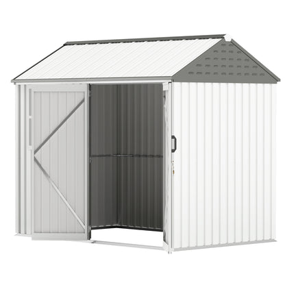 8 ft x 6 ft Metal Storage Shed with Floor, White