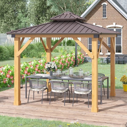 10 ft x 10 ft Metal Gazebo with Floor, Brown