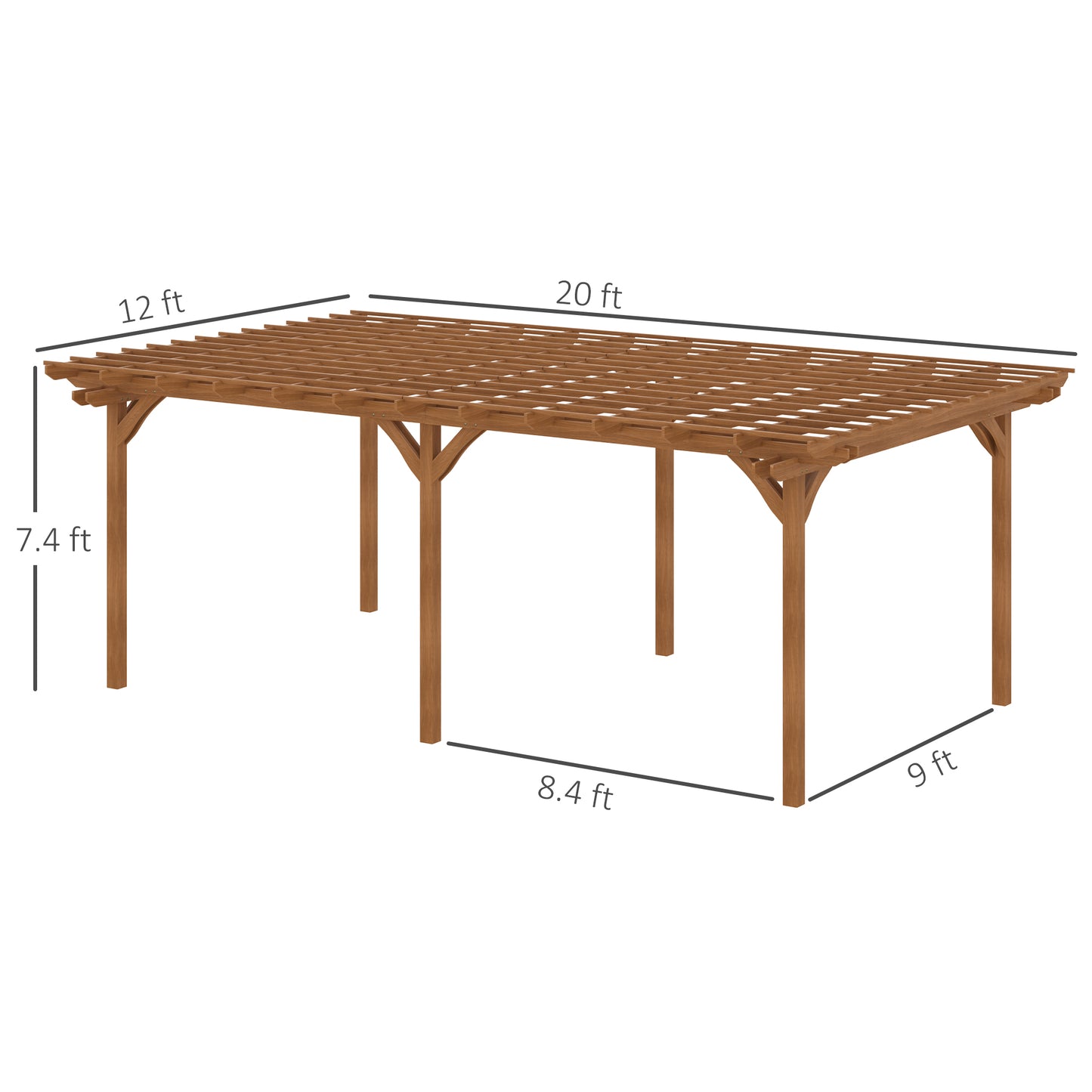 12 ft x 20 ft Wood Gazebo, Brown