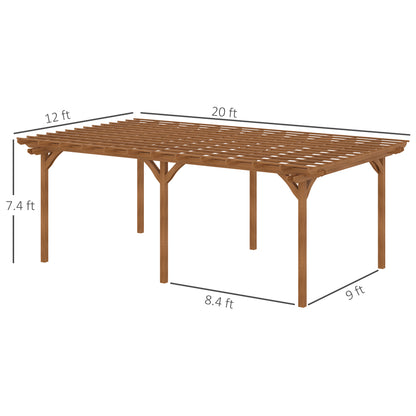 12 ft x 20 ft Wood Gazebo, Brown