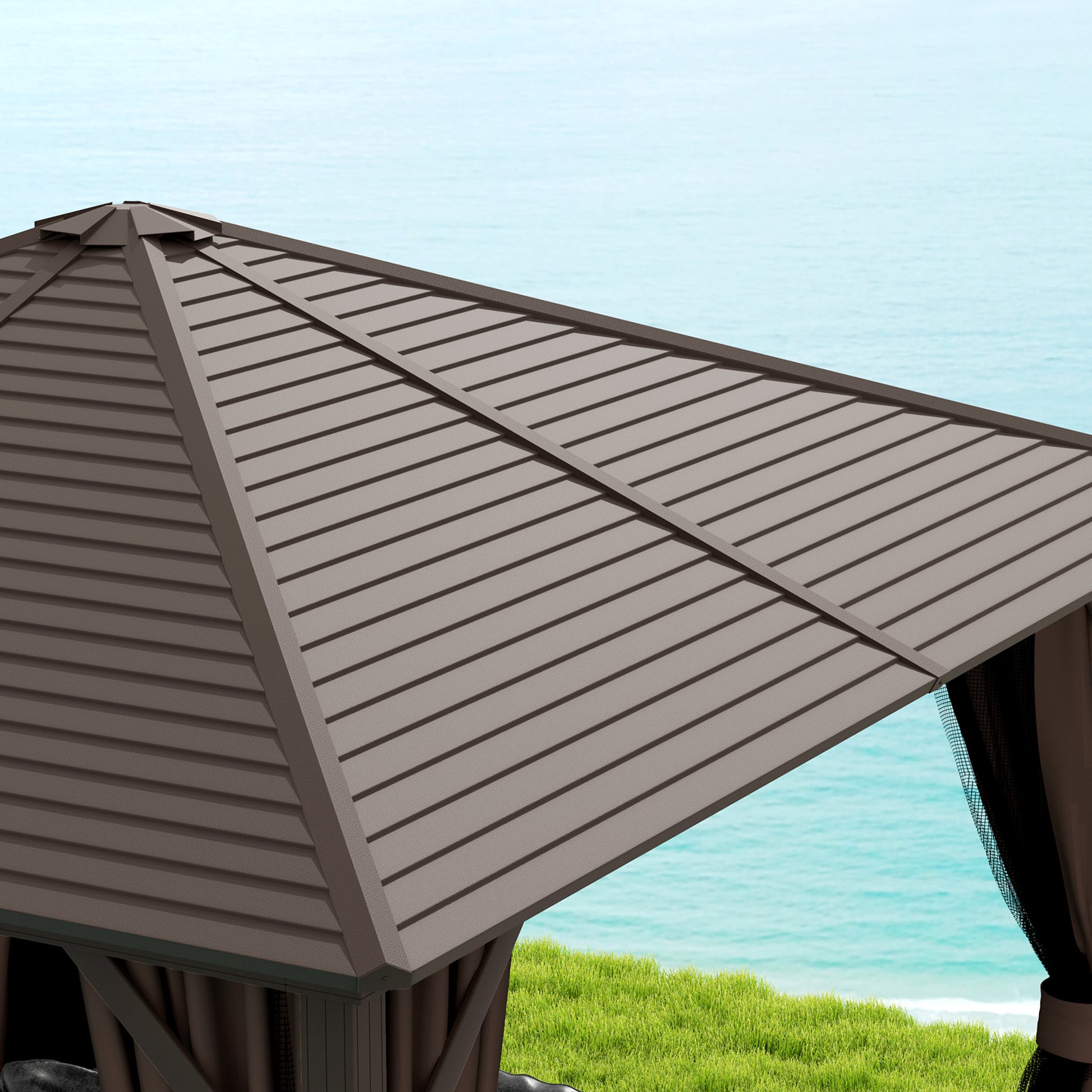 10 ft x 10 ft Aluminum Gazebo, Dark Brown