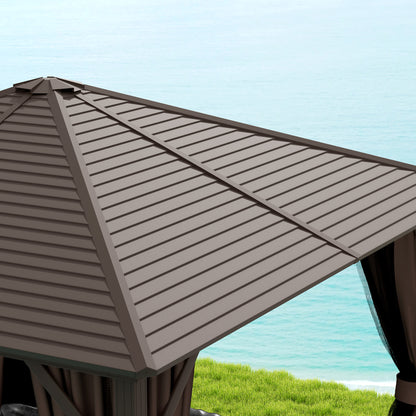 10 ft x 10 ft Aluminum Gazebo, Dark Brown