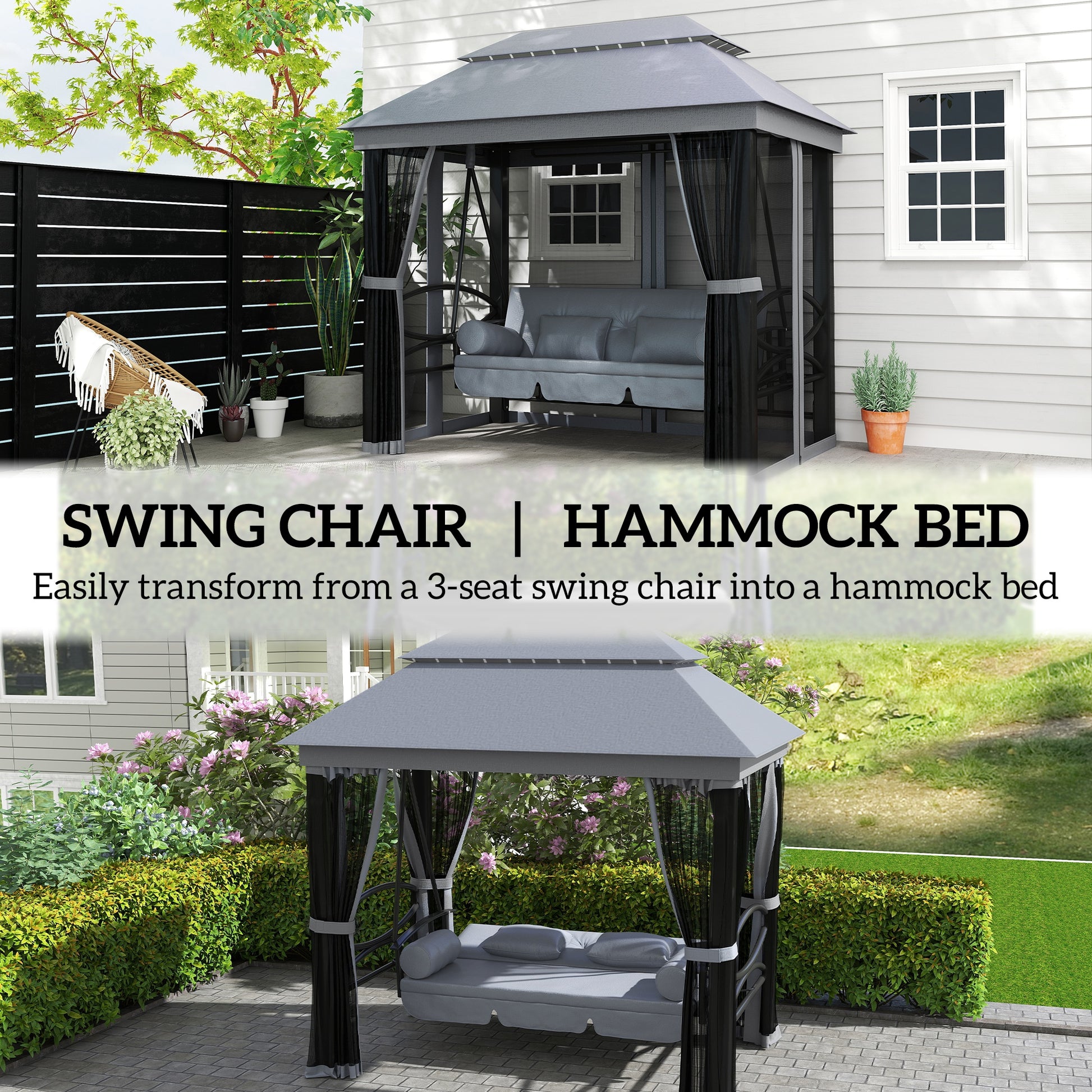 100.80 in x 67.80 in Metal Gazebo with Floor, Gray