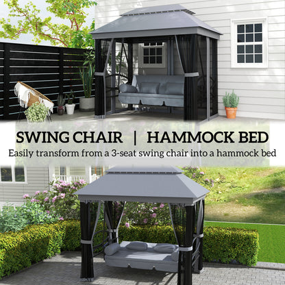 100.80 in x 67.80 in Metal Gazebo with Floor, Gray