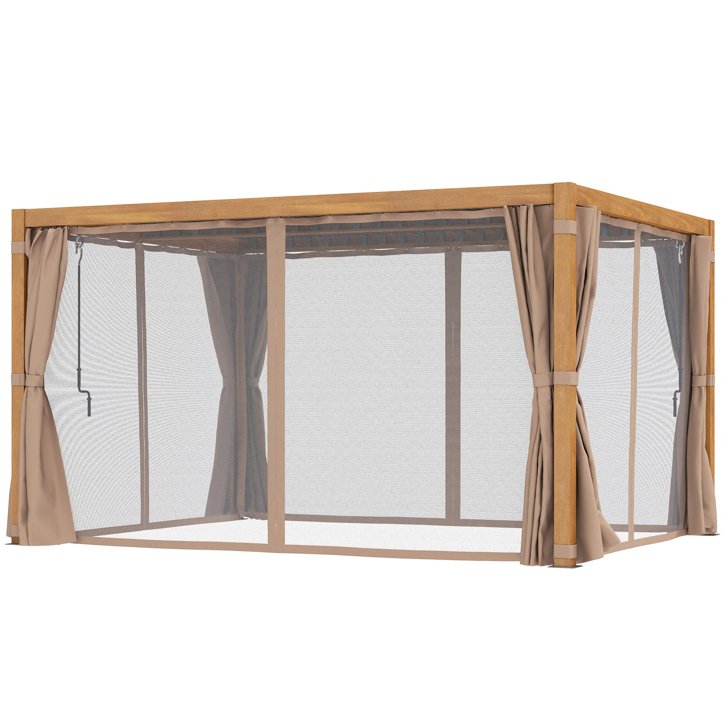 10 ft x 13 ft Aluminum Pergola with Adjustable Height, Natural