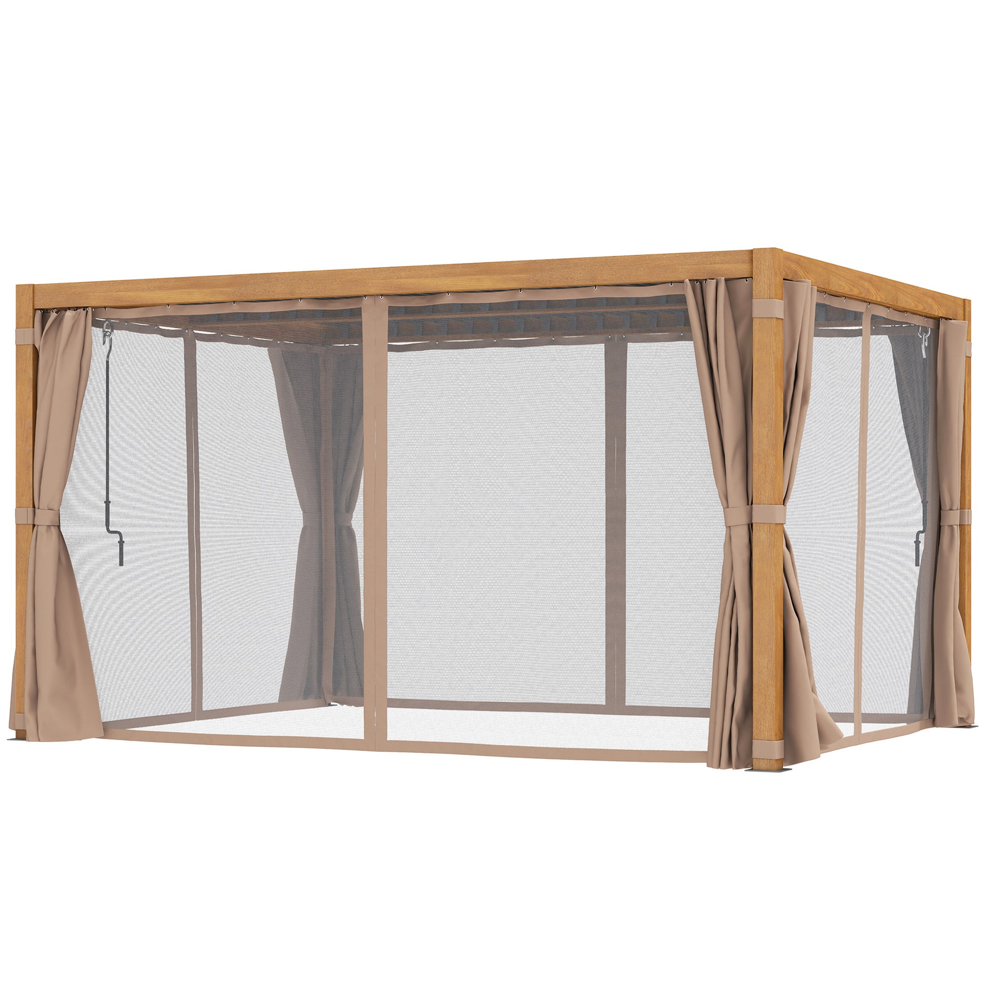 10 ft x 13 ft Aluminum Pergola with Adjustable Height, Natural