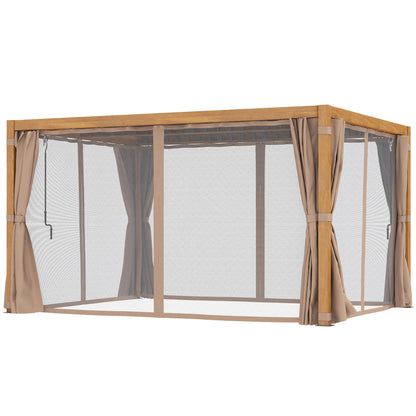 10 ft x 13 ft Aluminum Pergola with Adjustable Height, Natural