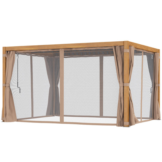10 ft x 13 ft Aluminum Pergola with Adjustable Height, Natural