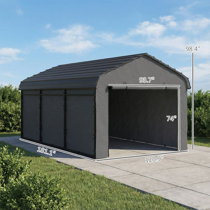 10 ft x 15 ft Plastic Carport, Dark Gray