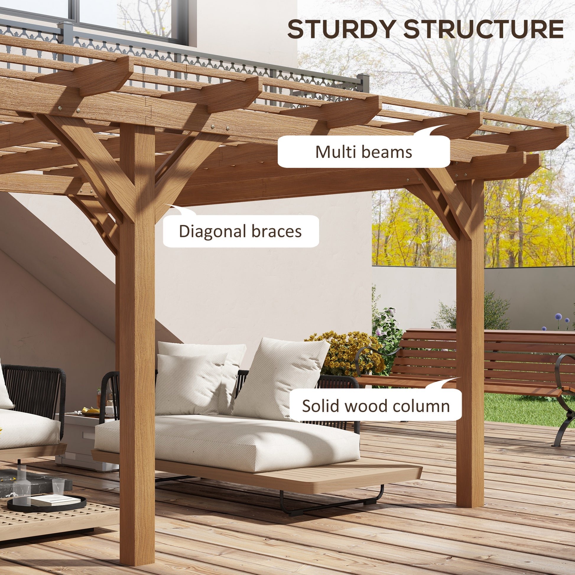 12 ft x 16 ft Wood Gazebo, Brown