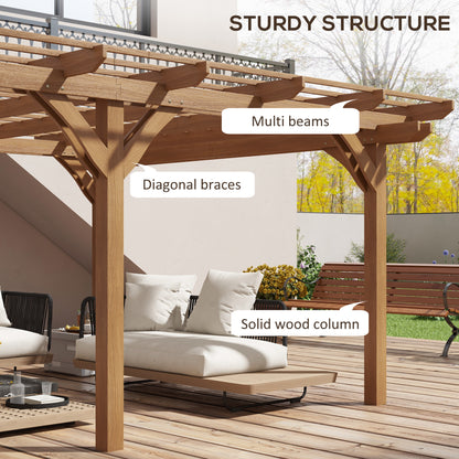 12 ft x 16 ft Wood Gazebo, Brown