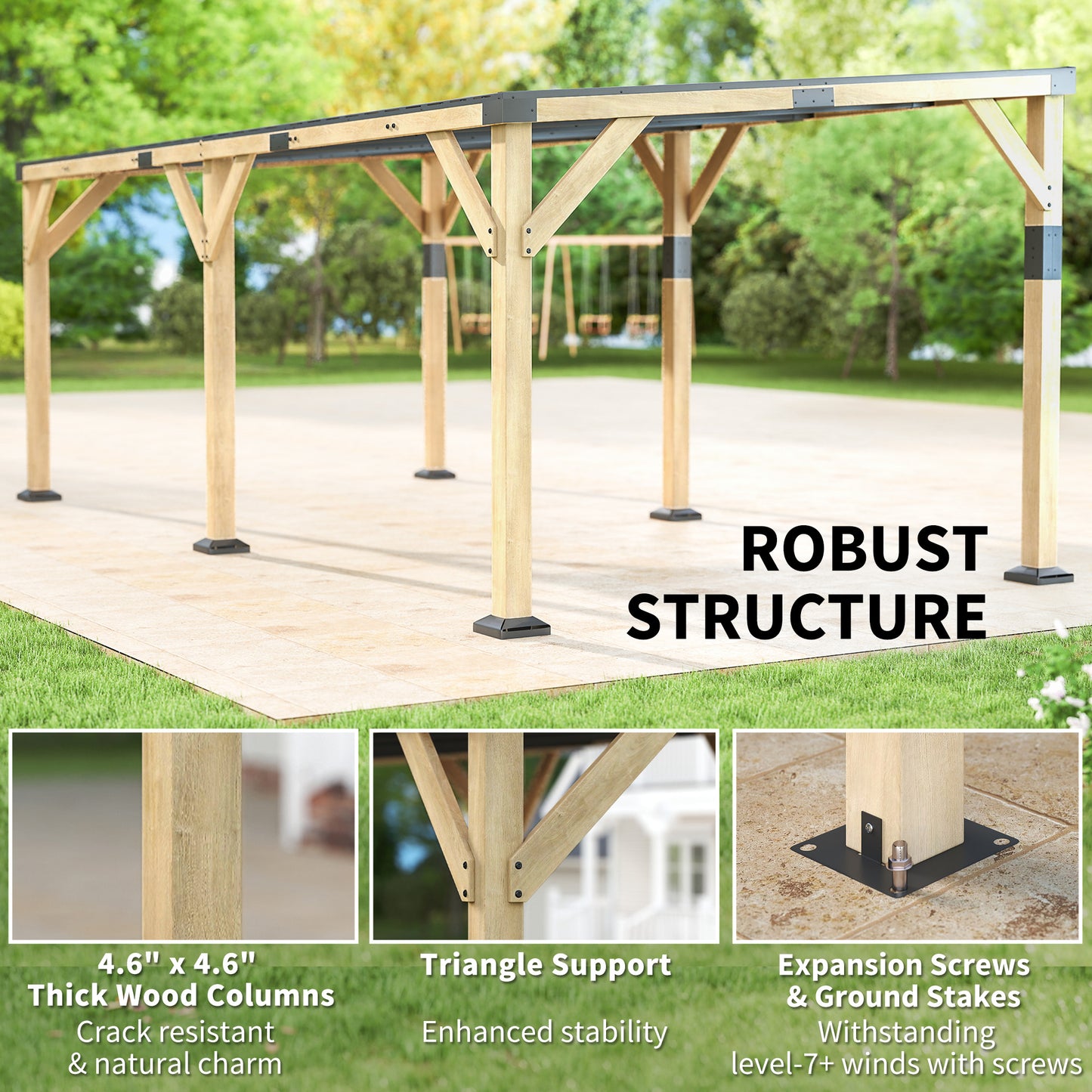 10 ft x 20 ft Metal Gazebo, Light Walnut