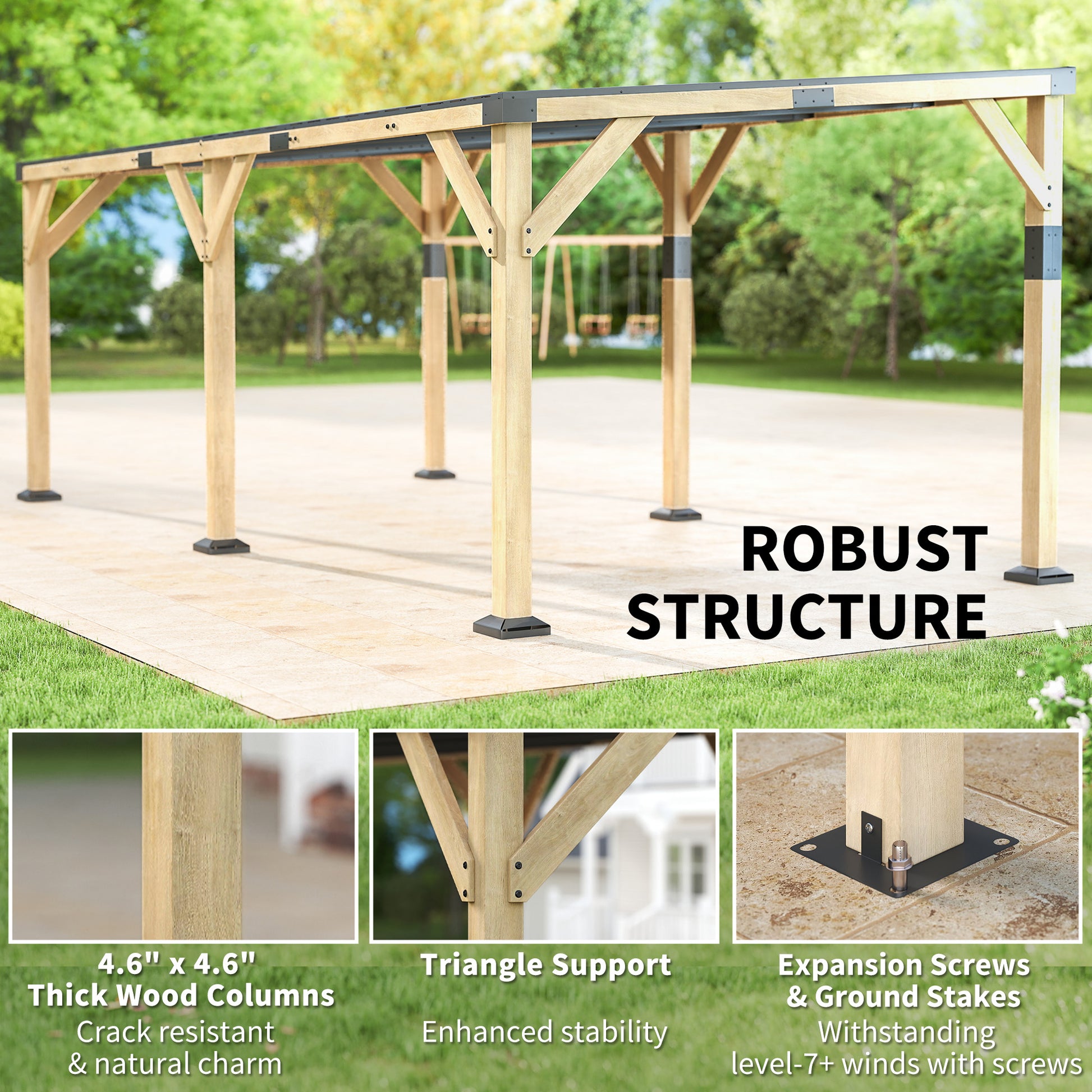 10 ft x 20 ft Metal Gazebo, Light Walnut