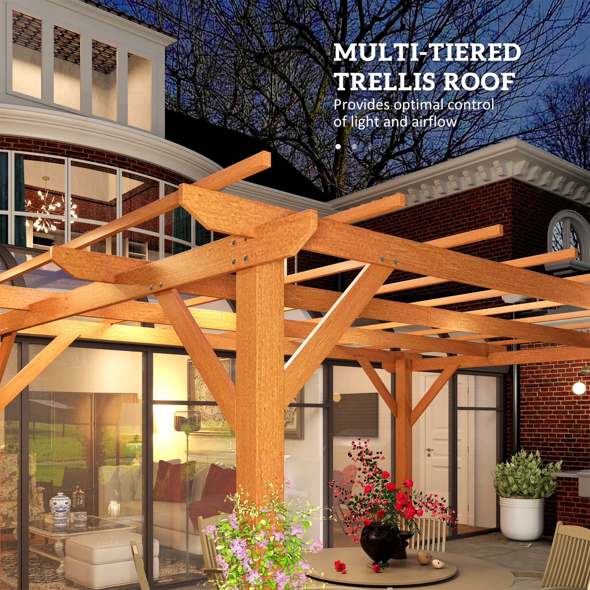 10 ft x 13 ft Wood Gazebo, Dark Brown