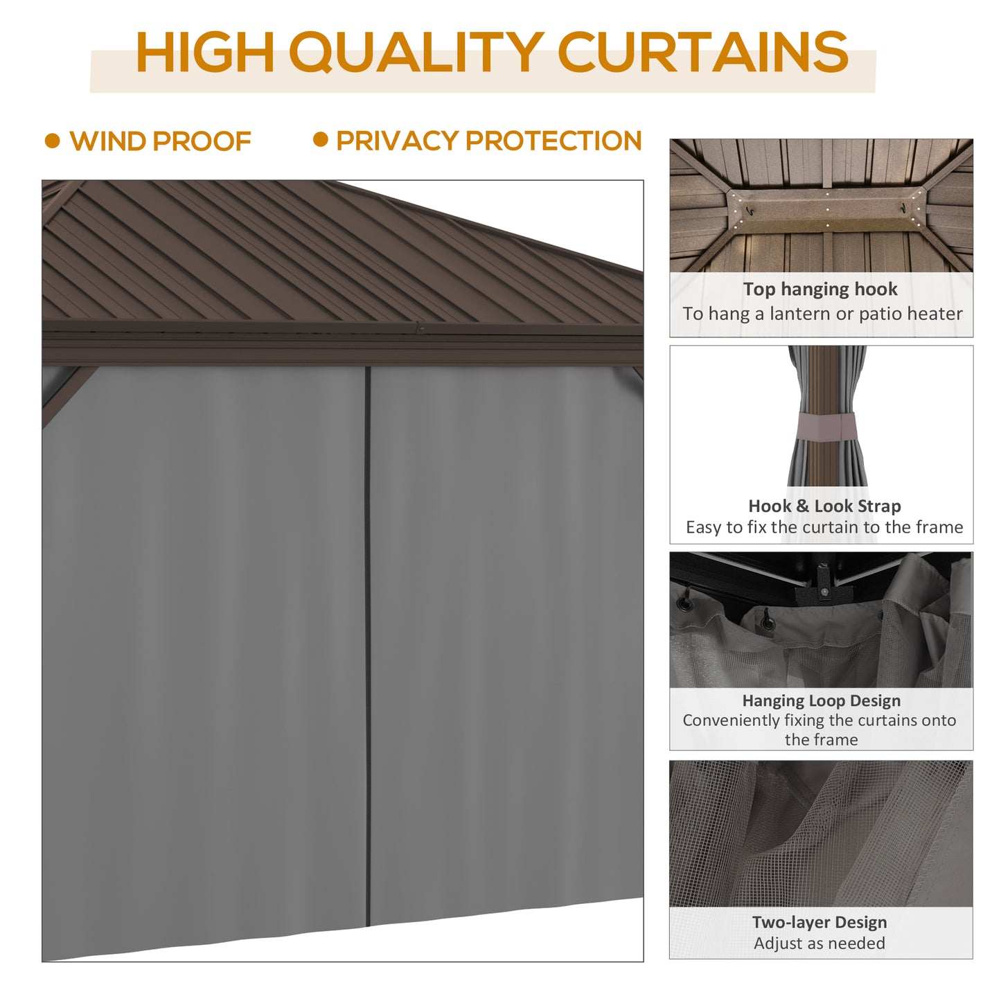 10 ft x 12 ft Aluminum Gazebo, Gray