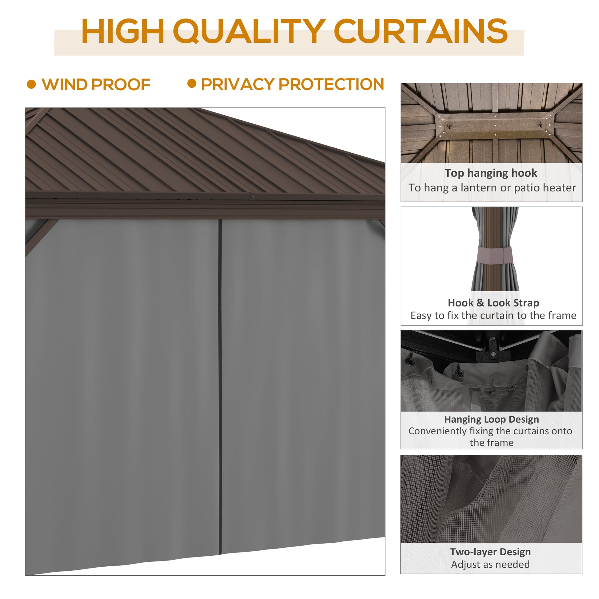 10 ft x 12 ft Aluminum Gazebo, Gray