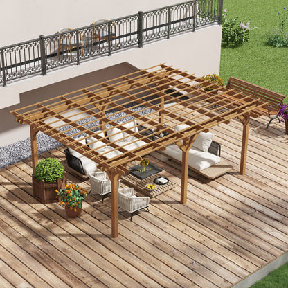12 ft x 16 ft Wood Gazebo, Brown