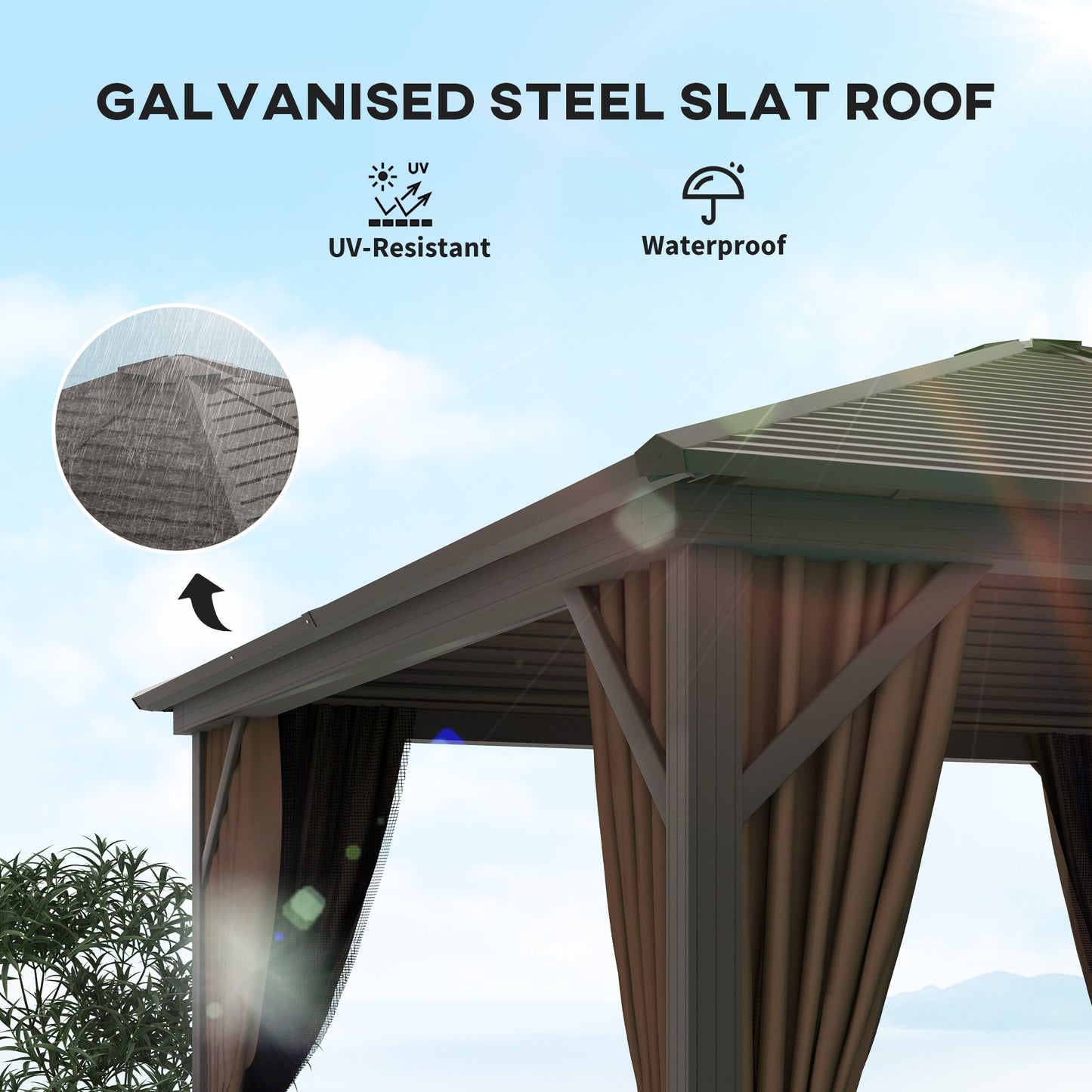 10 ft x 10 ft Aluminum Gazebo, Dark Brown