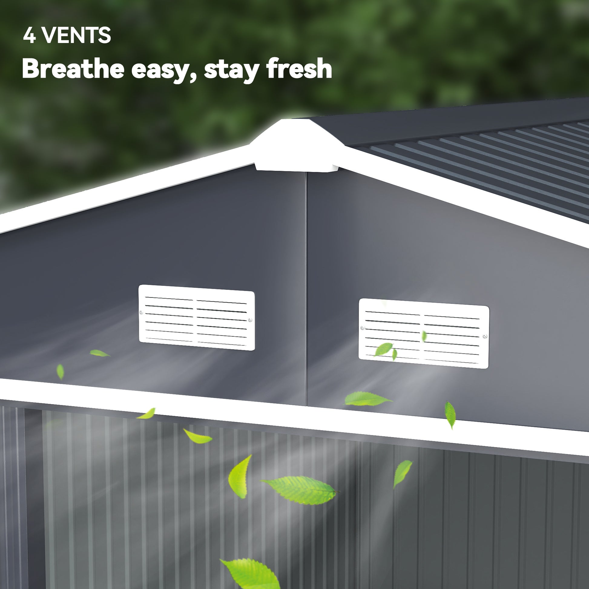 11 ft x 9 ft Metal Storage Shed with Foundation Kit, Dark Gray