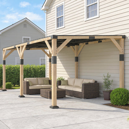 10 ft x 20 ft Metal Gazebo, Light Walnut