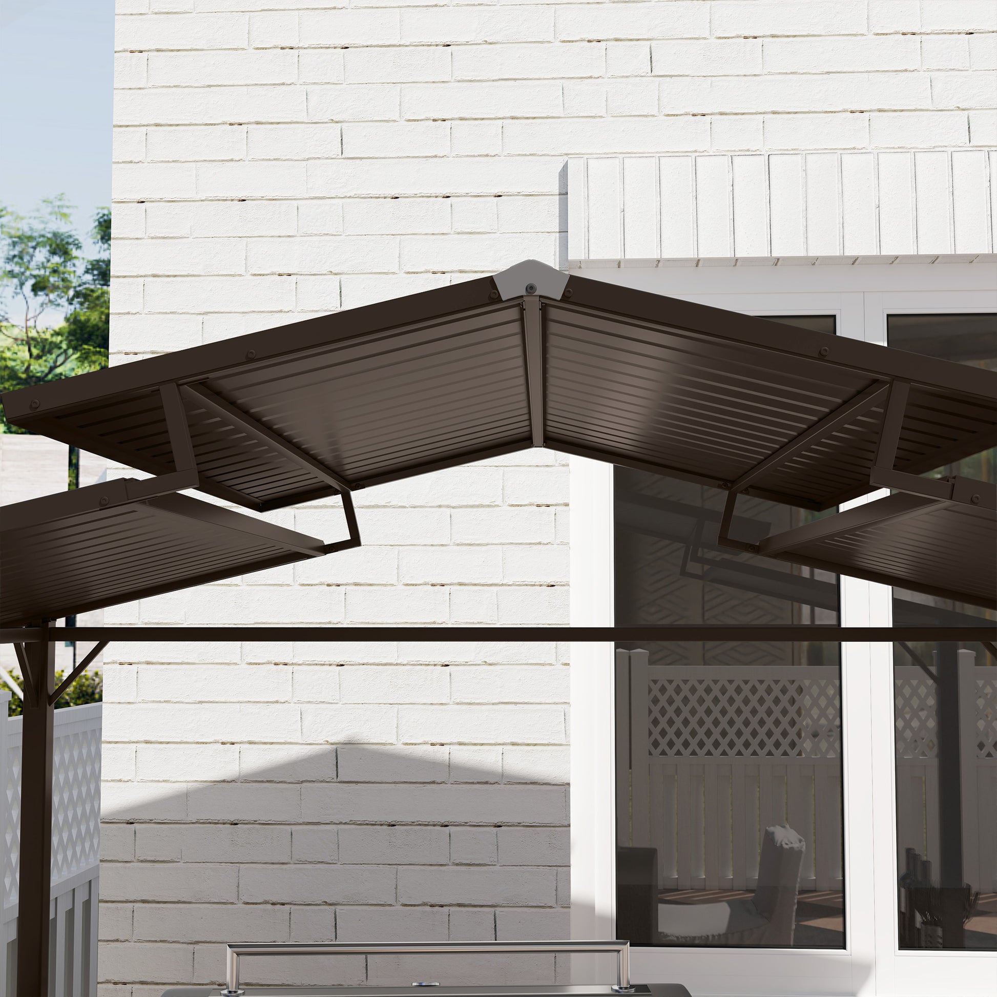 5 ft Metal Gazebo with Shelves, Brown