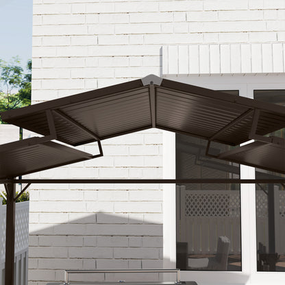 5 ft Metal Gazebo with Shelves, Brown