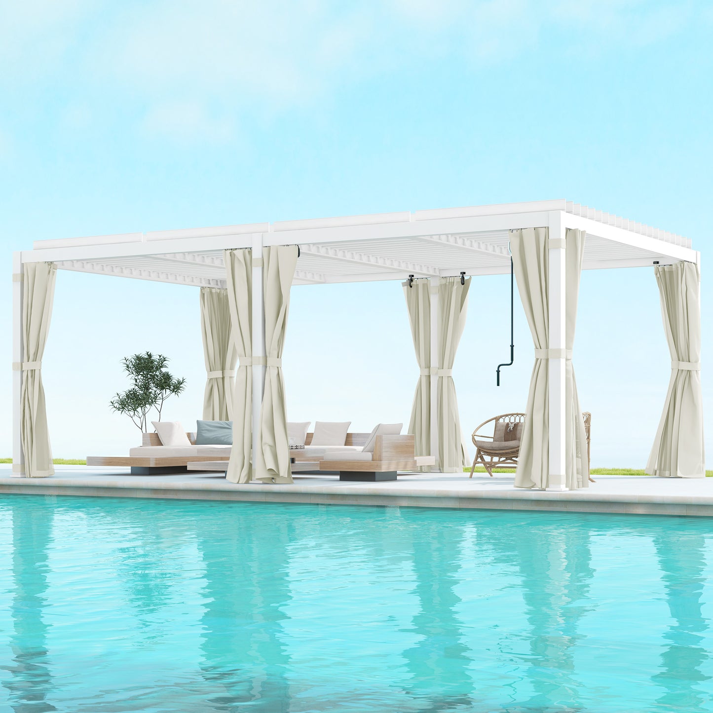 12 ft x 19 ft Aluminum Hardtop Gazebo with Adjustable Height, White