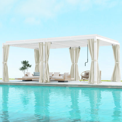 12 ft x 19 ft Aluminum Hardtop Gazebo with Adjustable Height, White